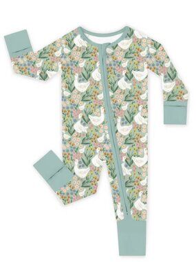 Goose Floral Farm Girls Boys Bamboo Romper Jumpsuit Pajamas Sleeper